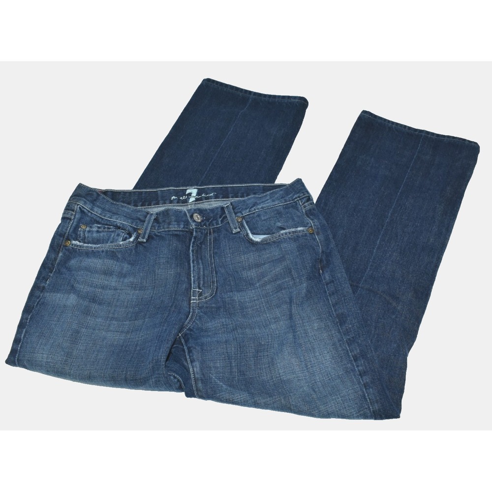 7 For All Mankind Women Jeans Size 32x31 Blue A Pocket Flare Leg Dark Wash Denim